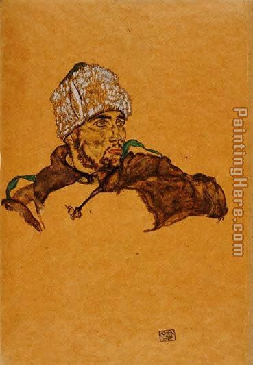 Russian Officer painting - Egon Schiele Russian Officer art painting